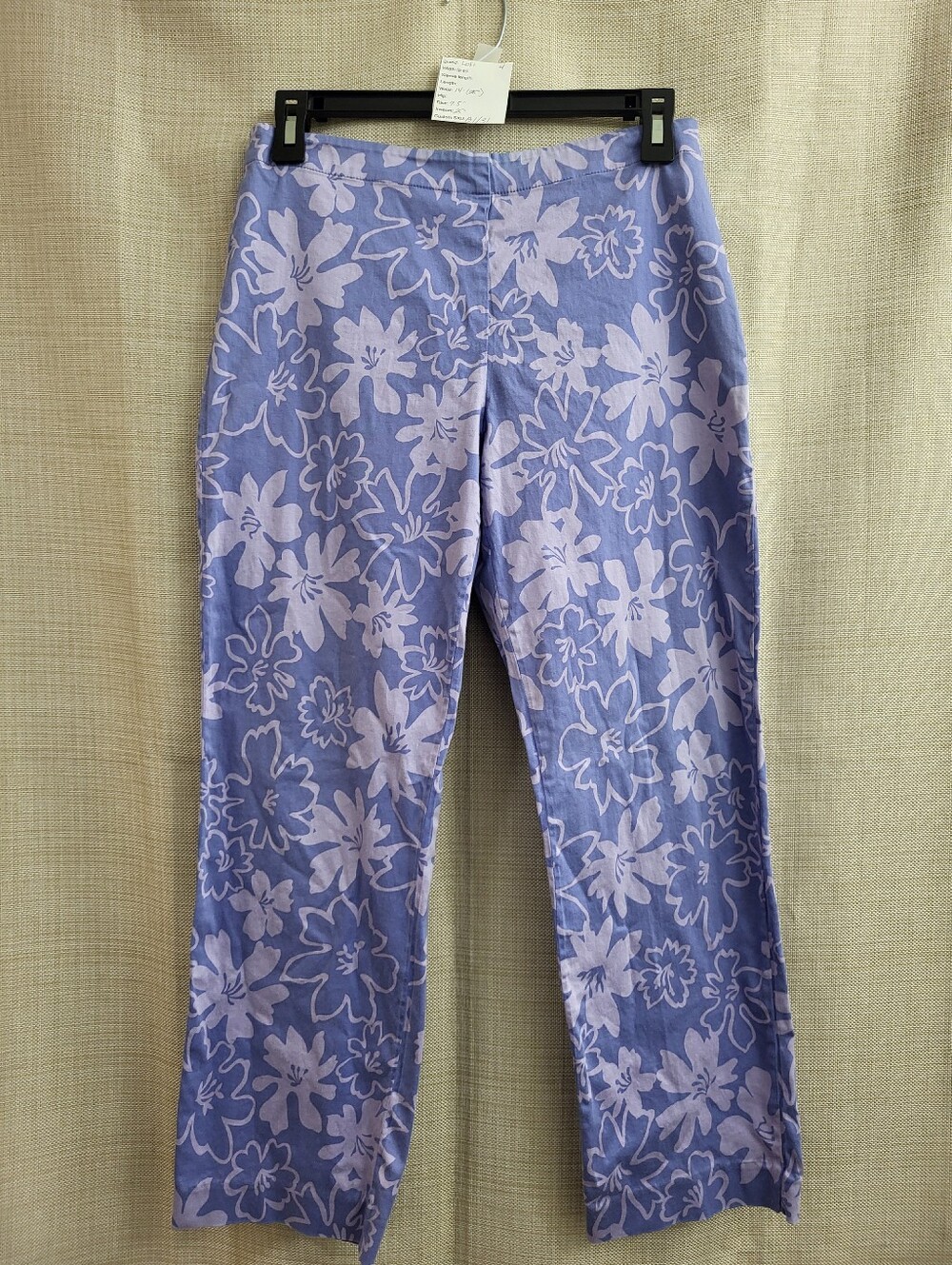 LOFT Ann Taylor Stretch Women's Cropped Ankle Pants Blue Floral Side Zip Size 4